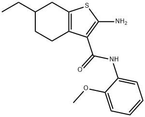 2-AMINO-6-ETHYL-N-(2-METHOXYPHENYL)-4,5,6,7-TETRAHYDRO-1-BENZOTHIOPHENE-3-CARBOXAMIDE Structure