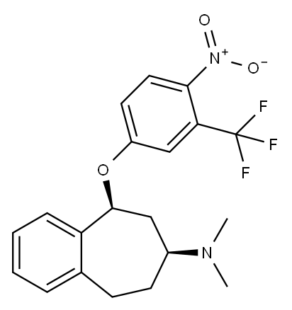 5H-Benzocyclohepten-7-amine, 6,7,8,9-tetrahydro-N,N-dimethyl-5-(4-nitr o-3- (trifluoromethyl)phenoxy)-, cis- Structure