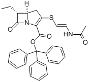 1-아자비시클로(3.2.0)헵트-2-엔-2-카르복실산,3-((2-(아세틸아미노)에트헤닐)티오)-6-에틸-7-옥소-,트리페닐메틸에스테르 구조식 이미지