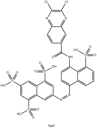 tetrasodium 7-[[4-[[(2,3-dichloro-6-quinoxalinyl)carbonyl]amino]-5-sulphonato-1-naphthyl]azo]naphthalene-1,3,5-trisulphonate 구조식 이미지