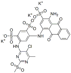 tripotassium 4-[(4-amino-9,10-dihydro-9,10-dioxo-3-sulphonato-1-anthryl)amino]-6-[[5-chloro-6-methyl-2-(methylsulphonyl)pyrimidin-4-yl]amino]benzene-1,3-disulphonate 구조식 이미지