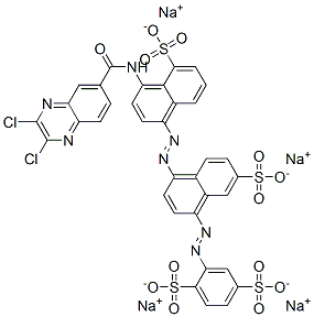 1,4-벤젠디술폰산,2-[[4-[[4-[[(2,3-디클로로-6-퀴녹살리닐)카르보닐]아미노]-5-술포-1-나프탈레닐]아조]-7-술포-1-나프탈레닐]아조]-,XNUMX나트륨염 구조식 이미지