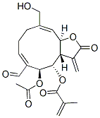 2-Methylpropenoic acid [(3aS,4S,5S,6E,10Z,11aR)-5-acetoxy-6-formyl-2,3,3a,4,5,8,9,11a-octahydro-10-(hydroxymethyl)-3-methylene-2-oxocyclodeca[b]furan-4-yl] ester Structure