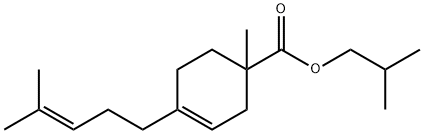 2-methylpropyl 1-methyl-4-(4-methyl-3-pentenyl)cyclohex-3-ene-1-carboxylate 구조식 이미지