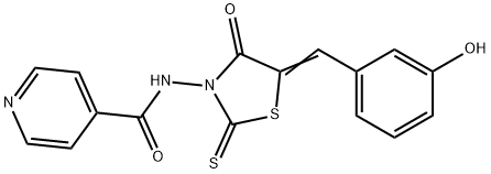 N-[5-[(3-Hydroxyphenyl)methylene]-4-oxo-2-thioxo-3-thiazolidinyl]-4-pyridinecarboxamide 구조식 이미지