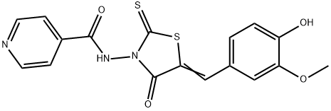 N-[5-[(4-Hydroxy-3-methoxyphenyl)methylene]-4-oxo-2-thioxo-3-thiazolidinyl]-4-pyridinecarboxamide 구조식 이미지