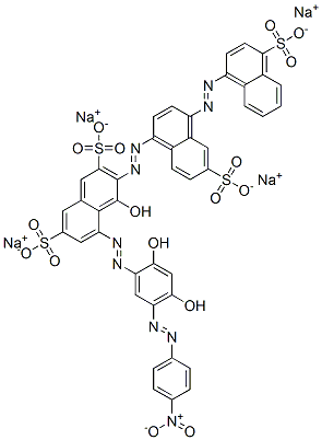 5-[[2,4-Dihydroxy-5-[(4-nitrophenyl)azo]phenyl]azo]-4-hydroxy-3-[[6-sulfo-4-[(4-sulfo-1-naphthalenyl)azo]-1-naphthalenyl]azo]-2,7-naphthalenedisulfonic acid tetrasodium salt 구조식 이미지