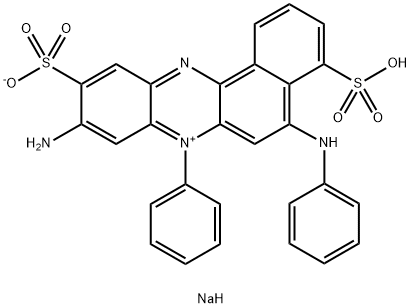 hydrogen 9-amino-7-phenyl-5-(phenylamino)-4,10-disulphonatobenzo[a]phenazinium, disodium salt Structure