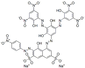 5-[[2,4-Dihydroxy-3,5-bis[(2-hydroxy-3,5-dinitrophenyl)azo]phenyl]azo]-4-hydroxy-3-[(4-nitrophenyl)azo]-2,7-naphthalenedisulfonic acid disodium salt Structure