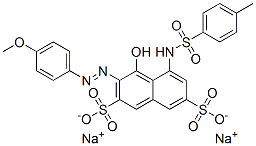 3-[(4-메톡시페닐)아조]-4-히드록시-5-(4-메틸페닐술포닐아미노)-2,7-나프탈렌디술폰산이나트륨염 구조식 이미지
