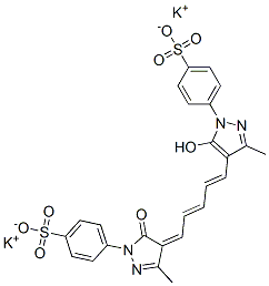 Benzensulfonic acid,4-[4,5-dihydro-4-[5-[5-hydroxy-3-methyl-1-(4-sulfophenyl)-1H-pyrazol-4-yl]-2,4-pentadienylidene]-3-methyl-5-oxo-1H-pyrazol-1-yl]-,dipotassium salt 구조식 이미지