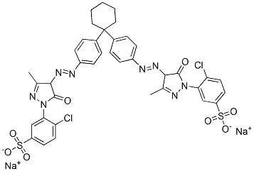 disodium 3,3'-[cyclohexylidenebis[4,1-phenyleneazo(4,5-dihydro-3-methyl-5-oxo-1H-pyrazole-4,1-diyl)]]bis[4-chlorobenzenesulphonate] 구조식 이미지