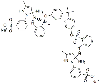 disodium 1,1'-isopropylidenedi-p-phenylene bis[2-[[5-amino-3-methyl-1-(3-sulphonatophenyl)-1H-pyrazol-5-yl]azo]benzenesulphonate] 구조식 이미지