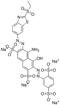 4-Amino-6-[(2,5-disulfophenyl)azo]-3-[[2-(ethylsulfonyl)benzothiazol-6-yl]azo]-5-hydroxy-2,7-naphthalenedisulfonic acid tetrasodium salt Structure