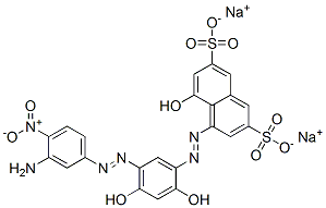 disodium 4-[[5-[(3-amino-4-nitrophenyl)azo]-2,4-dihydroxyphenyl]azo]-5-hydroxynaphthalene-2,7-disulphonate 구조식 이미지