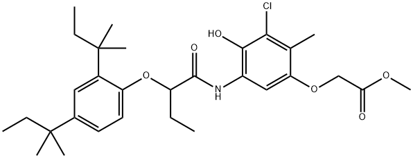 3-클로로-4-히드록시-2-메틸-5-[2-(2,4-디-tert-펜틸페녹시)부티릴아미노]페녹시아세트산메틸에스테르 구조식 이미지
