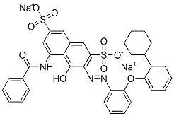 disodium 5-(benzoylamino)-3-[[2-(2-cyclohexylphenoxy)phenyl]azo]-4-hydroxynaphthalene-2,7-disulphonate 구조식 이미지