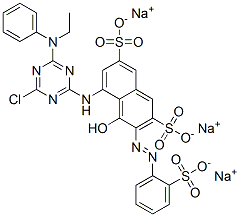 trisodium 5-[[4-chloro-6-(ethylphenylamino)-1,3,5-triazin-2-yl]amino]-4-hydroxy-3-[(2-sulphonatophenyl)azo]naphthalene-2,7-disulphonate Structure