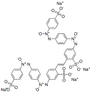 5-[[4-[(4-Sulfophenyl)-ONN-azoxy]phenyl]-ONN-azoxy]-2-[2-[2-sulfo-4-[[4-[(4-sulfophenyl)-ONN-azoxy]phenyl]-ONN-azoxy]phenyl]ethenyl]benzenesulfonic acid tetrasodium salt 구조식 이미지