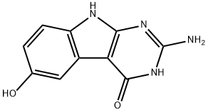 4H-Pyrimido[4,5-b]indol-4-one, 2-amino-1,9-dihydro-6-hydroxy- (9CI) 구조식 이미지