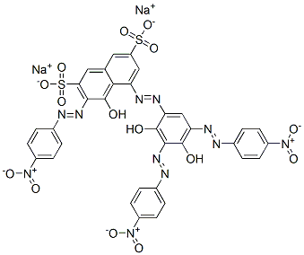 4-히드록시-3-(p-니트로페닐아조)-5-[2,4-디히드록시-3,5-비스(p-니트로페닐아조)페닐아조]-2,7-나프탈렌디술폰산이나트륨염 구조식 이미지