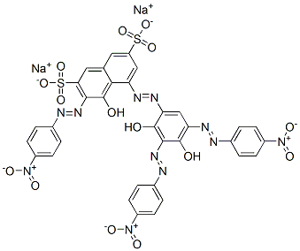 4-Hydroxy-3-(p-nitrophenylazo)-5-[2,4-dihydroxy-3,5-bis(p-nitrophenylazo)phenylazo]-2,7-naphthalenedisulfonic acid disodium salt Structure