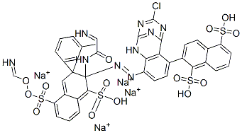 1,5-Naphthalenedisulfonic acid, 3,3-(3-methyl-1,2-phenylene)bisimino(6-chloro-1,3,5-triazine-4,2-diyl)imino2-(acetylamino)-5-methoxy-4,1-phenyleneazobis-, tetrasodium salt 구조식 이미지