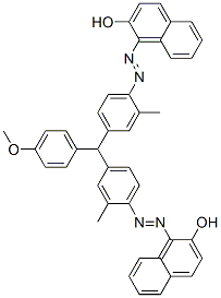 1,1'-[[(4-Methoxyphenyl)methylene]bis[(2-methyl-4,1-phenylene)azo]]bis(2-naphthalenol) 구조식 이미지