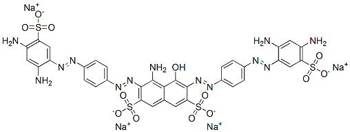 4-Amino-3,6-bis[[4-[(2,4-diamino-5-sulfophenyl)azo]phenyl]azo]-5-hydroxy-2,7-naphthalenedisulfonic acid tetrasodium salt 구조식 이미지