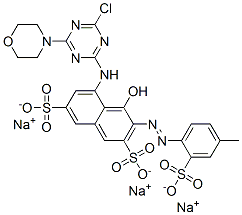 trisodium 5-[[4-chloro-6-(morpholino)-1,3,5-triazin-2-yl]amino]-4-hydroxy-3-[(4-methyl-2-sulphonatophenyl)azo]naphthalene-2,7-disulphonate 구조식 이미지