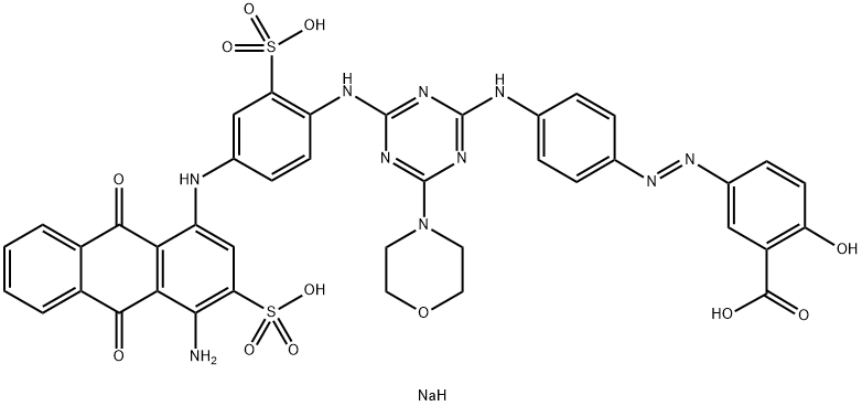 disodium hydrogen 5-[[4-[[4-[[4-[(4-amino-9,10-dihydro-9,10-dioxo-3-sulphonato-1-anthryl)amino]-2-sulphonatophenyl]amino]-6-morpholino-1,3,5-triazin-2-yl]amino]phenyl]azo]salicylate Structure