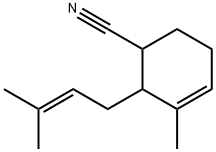 3-methyl-2-(3-methylbuten-2-yl)cyclohex-3-ene-1-carbonitrile  구조식 이미지