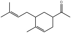 1-[4-methyl-5-(3-methyl-2-butenyl)-3-cyclohexen-1-yl]ethan-1-one 구조식 이미지