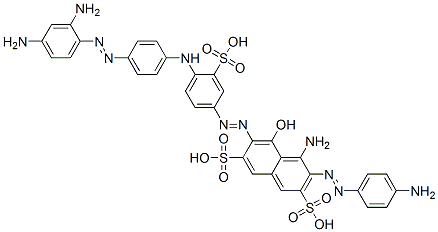 4-Amino-3-[(4-aminophenyl)azo]-6-[[4-[[4-[(2,4-diaminophenyl)azo]phenyl]amino]-3-sulfophenyl]azo]-5-hydroxy-2,7-naphthalenedisulfonic acid 구조식 이미지