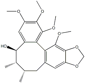 5,6,7,8-Tetrahydro-1,2,3,13-tetramethoxy-6,7-dimethylbenzo[3,4]cycloocta[1,2-f][1,3]benzodioxol-5-ol 구조식 이미지