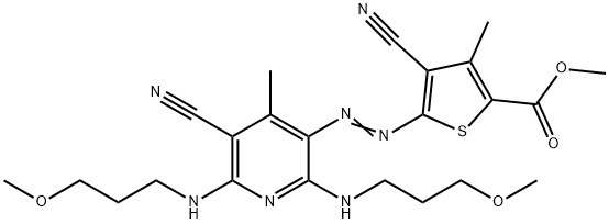 methyl 4-cyano-5-[[5-cyano-2,6-bis[(3-methoxypropyl)amino]-4-methyl-3-pyridyl]azo]-3-methyl-2-thenoate 구조식 이미지