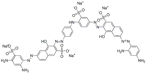 6-[(2,4-Diaminophenyl)azo]-3-[[4-[[4-[[7-[(2,4-diamino-5-sulfophenyl)azo]-1-hydroxy-3-sulfo-2-naphthalenyl]azo]phenyl]amino]-3-sulfophenyl]azo]-4-hydroxy-2-naphthalenesulfonic acid tetrasodium salt 구조식 이미지