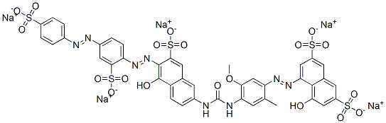 pentasodium 4-hydroxy-5-[[4-[[[[5-hydroxy-7-sulphonato-6-[[2-sulphonato-4-[(4-sulphonatophenyl)azo]phenyl]azo]-2-naphthyl]amino]carbonyl]amino]-5-methoxy-o-tolyl]azo]naphthalene-2,7-disulphonate Structure