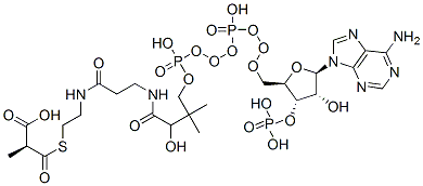 (2S)-2-[2-[3-[[4-[[[(2R,3S,4R,5R)-5-(6-aminopurin-9-yl)-4-hydroxy-3-phosphonooxy-oxolan-2-yl]methoxy-hydroxy-phosphoryl]oxy-hydroxy-phosphoryl]oxy-2-hydroxy-3,3-dimethyl-butanoyl]amino]propanoylamino]ethylsulfanylcarbonyl]propanoic acid 구조식 이미지