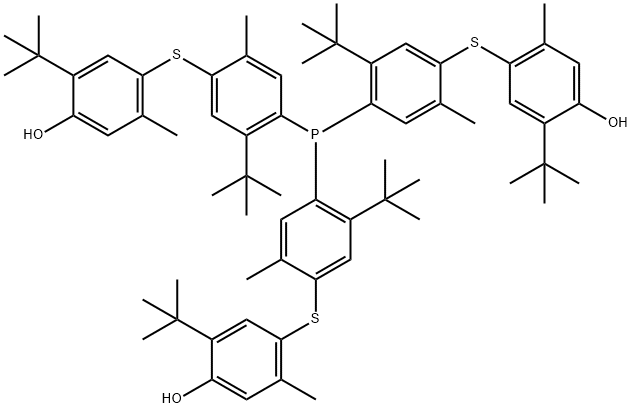 p,p',p"-[포스피닐리디네트리스[[5-tert-부틸-2-메틸-4,1-페닐렌]티오]]트리스[6-tert-부틸-m-크레졸] 구조식 이미지