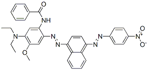 N-[5-(Diethylamino)-4-methoxy-2-[[4-[(4-nitrophenyl)azo]-1-naphthalenyl]azo]phenyl]benzamide 구조식 이미지