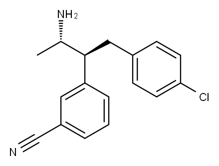 Benzonitrile, 3-[(1S,2S)-2-amino-1-[(4-chlorophenyl)methyl]propyl]- 구조식 이미지