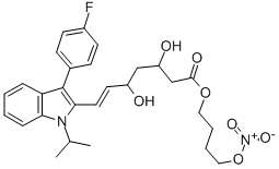 7-[3-(4-FLUOROPHENYL)-1-(1-METHYLETHYL)-1H-INDOL-2-YL]-3,5-DIHYDROXY-4-(NITROOXY)BUTYL ESTER, 6-HEPTENOIC ACID Structure