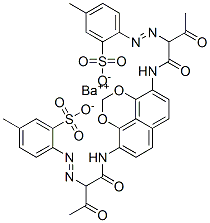 벤젠술폰산,2-1-(2-메톡시페닐)아미노카르보닐-2-옥소프로필아조-5-메틸-,바륨염(2:1) 구조식 이미지