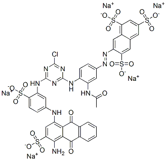 pentasodium 7-[[3-(acetylamino)-4-[[4-[[5-[(4-amino-9,10-dihydro-9,10-dioxo-3-sulphonato-1-anthryl)amino]-2-sulphonatophenyl]amino]-6-chloro-1,3,5-triazin-2-yl]amino]phenyl]azo]naphthalene-1,3,6-trisulphonate Structure