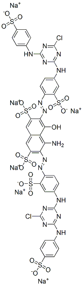 hexasodium 4-amino-3,6-bis[[4-[[4-chloro-6-[(4-sulphonatophenyl)amino]-1,3,5-triazin-2-yl]amino]-2-sulphonatophenyl]azo]-5-hydroxynaphthalene-2,7-disulphonate 구조식 이미지