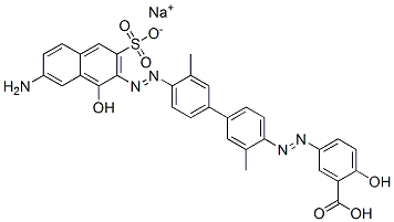sodium hydrogen 5-[[4'-[(7-amino-1-hydroxy-3-sulphonato-2-naphthyl)azo]-3,3'-dimethyl[1,1'-biphenyl]-4-yl]azo]salicylate 구조식 이미지
