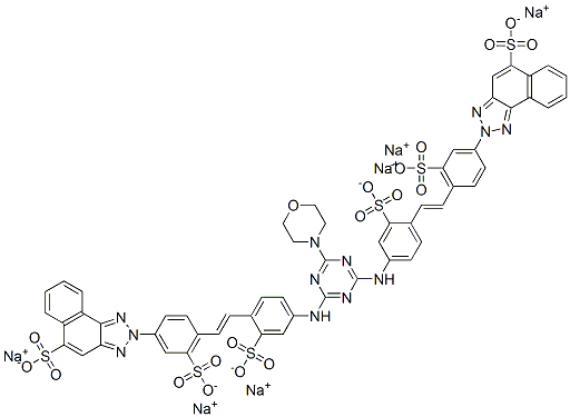 hexasodium 2,2'-[[6-morpholino-1,3,5-triazine-2,4-diyl]bis[imino(2-sulphonato-4,1-phenylene)vinylene(3-sulphonato-4,1-phenylene)]]bis[2H-naphtho[1,2-d]triazole-5-sulphonate] 구조식 이미지