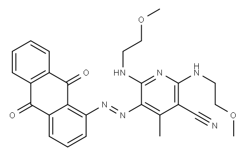 5-[(9,10-dihydro-9,10-dioxo-1-anthryl)azo]-2,6-bis[(2-methoxyethyl)amino]-4-methylnicotinonitrile Structure