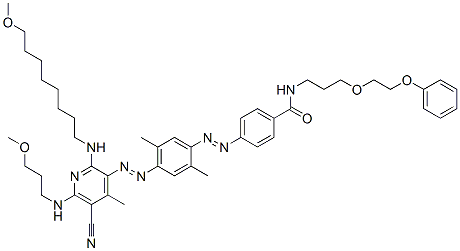 4-[[4-[[5-Cyano-2-[(8-methoxyoctyl)amino]-6-[(3-methoxypropyl)amino]-4-methyl-3-pyridinyl]azo]-2,5-dimethylphenyl]azo]-N-[3-(2-phenoxyethoxy)propyl]benzamide Structure